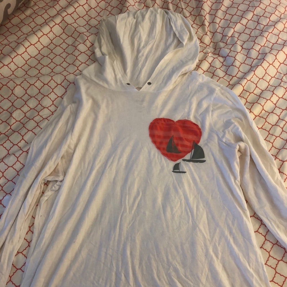 ⛵️ Old Navy Hooded White Long Sleeve T-shirt